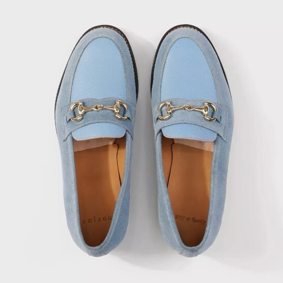 NEW Sporty & Rich x Morjas Sky Blue Leather & Suede Loafers Size 7 - Picture 3 of 11